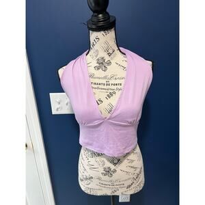 NWT Lilac Pink Halter Cropped double tie back Top